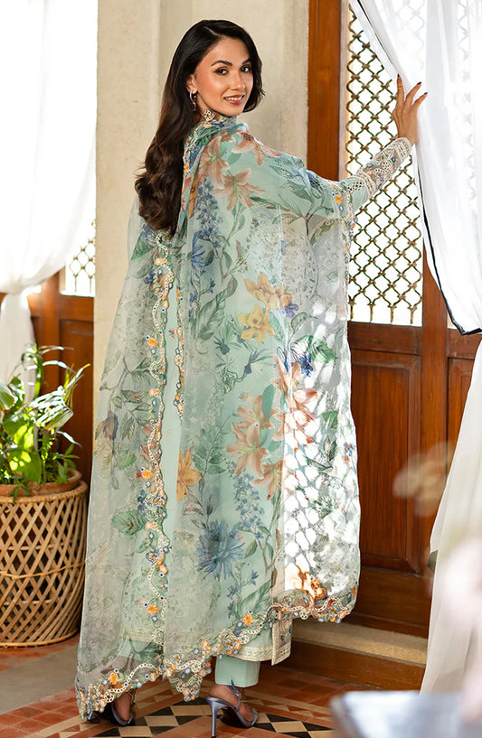 Mushq Astoria Embroidered Lawn Unstitched 3 Piece Suit - Elif - MQ26AST - Sea Blue - Festive Collection
