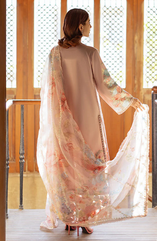 Mushq Astoria Embroidered Lawn Unstitched 3 Piece Suit - Norah - MQ26AST - Light peach - Festive Collection