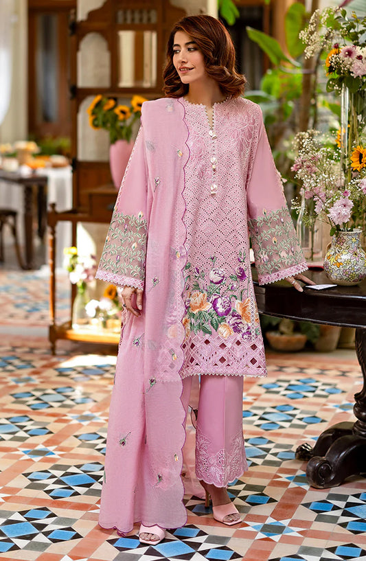 Mushq Astoria Embroidered Lawn Unstitched 3 Piece Suit - Arabil - MQ26AST - Pink - Festive Collection