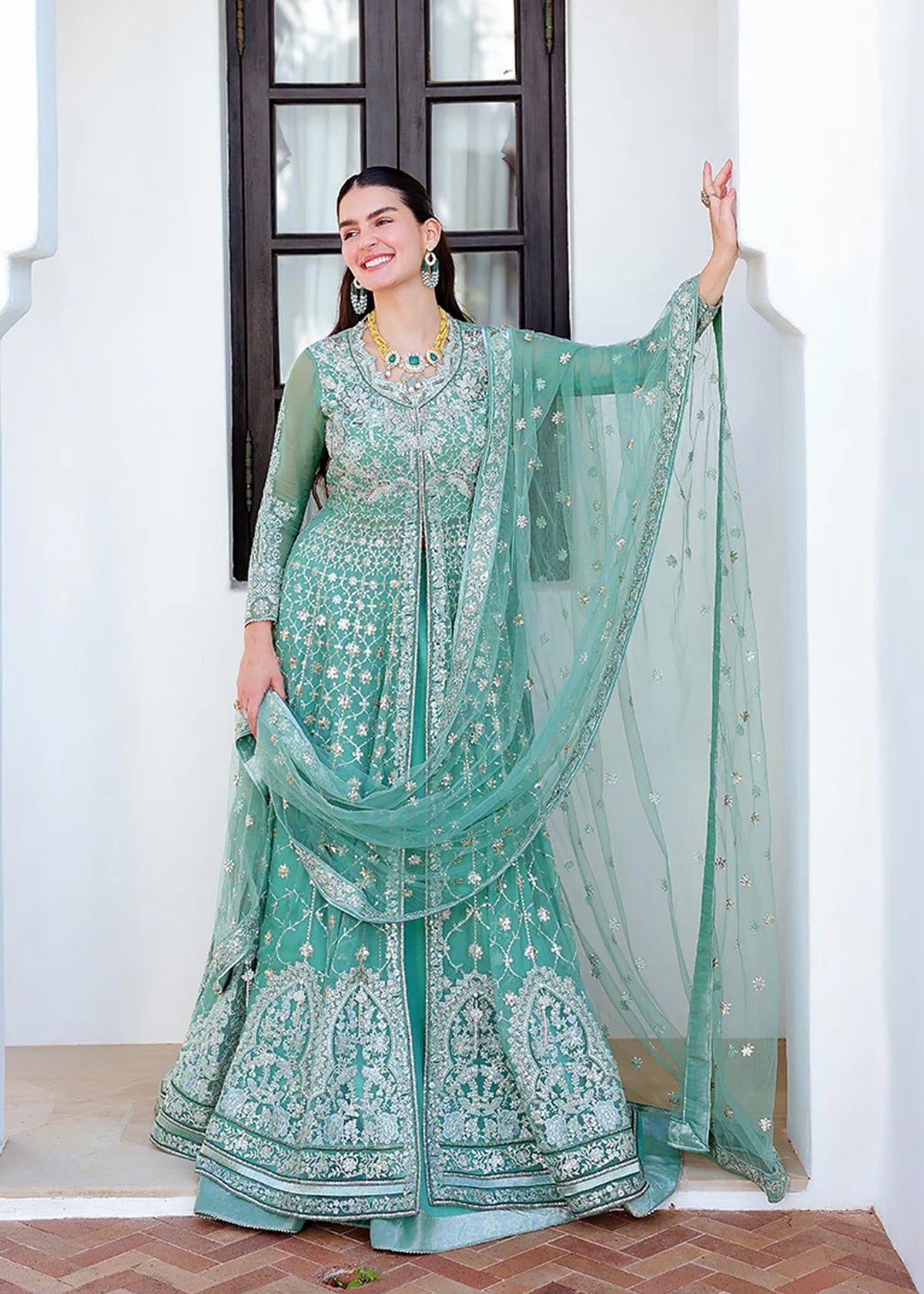 Mushq Bachelorette Chronicles Embroidered Chiffon Unstitched 3 Piece Suit - 10 Dazzling Diva - MQ26BC - Green - Luxury Collection