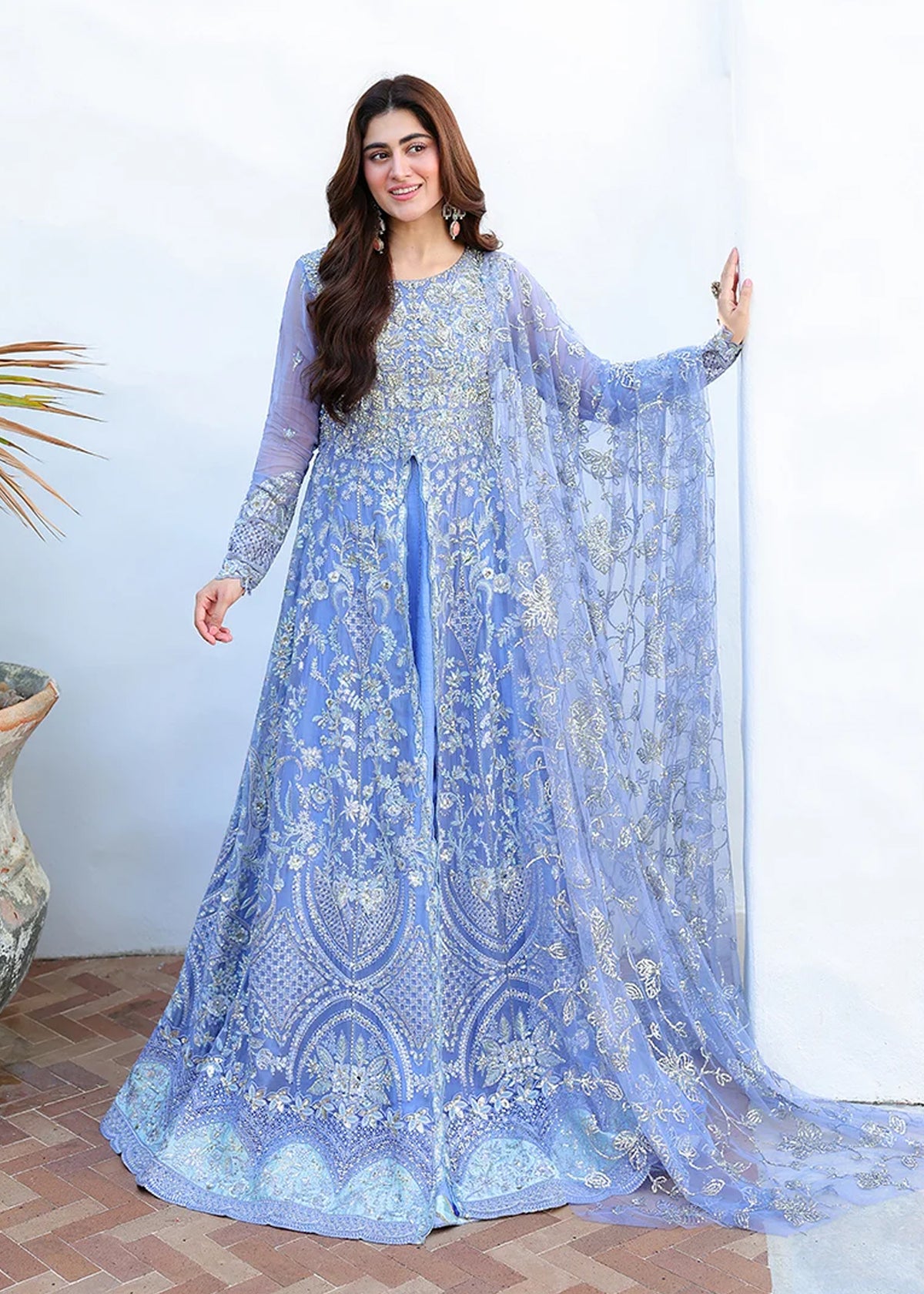 Mushq Bachelorette Chronicles Embroidered Chiffon Unstitched 3 Piece Suit - 09 Blushing Bride - MQ26BC - Blue - Luxury Collection