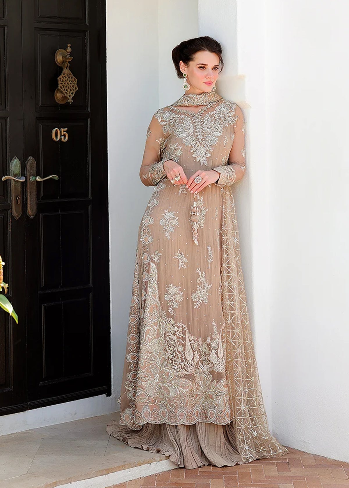 Mushq Bachelorette Chronicles Embroidered Chiffon Unstitched 3 Piece Suit - 05 Pretty Rebel - MQ26BC - Beige - Luxury Collection