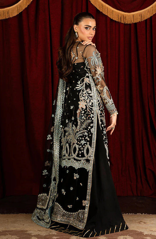 Mushq Darlings Wedding Embroidered Net Unstitched 3 Piece Suit - Malika - MQ25DRW - Black - Festive Collection
