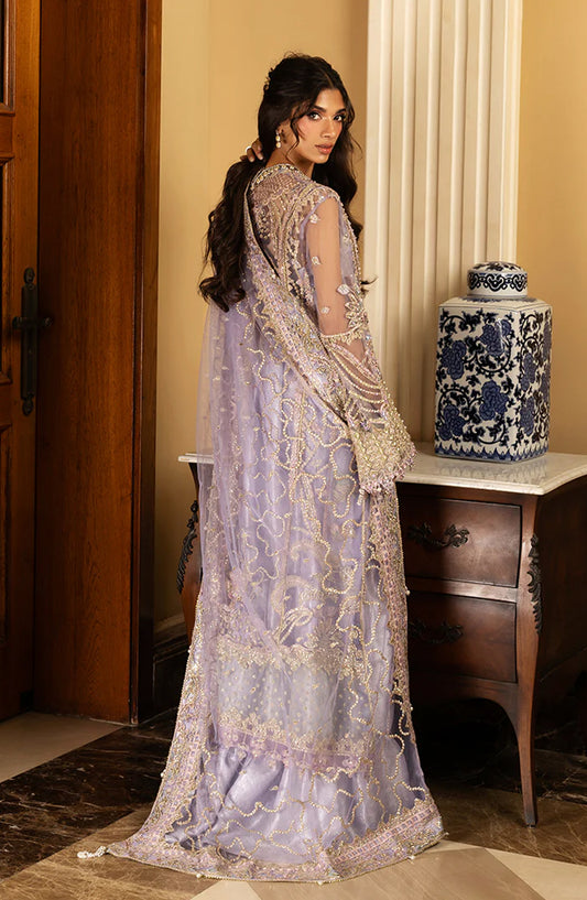 Mushq Darlings Wedding Embroidered Net Unstitched 3 Piece Suit - Simran - MQ25DRW - Lilac - Festive Collection
