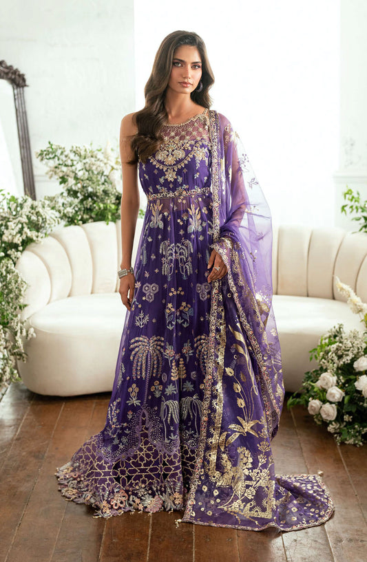 Mushq Shaam Shandar Embroidered Chiffon Unstitched 3 Piece Suit - Munch250101 Tara Taal - MQ25SHM - Blue - Wedding Collection