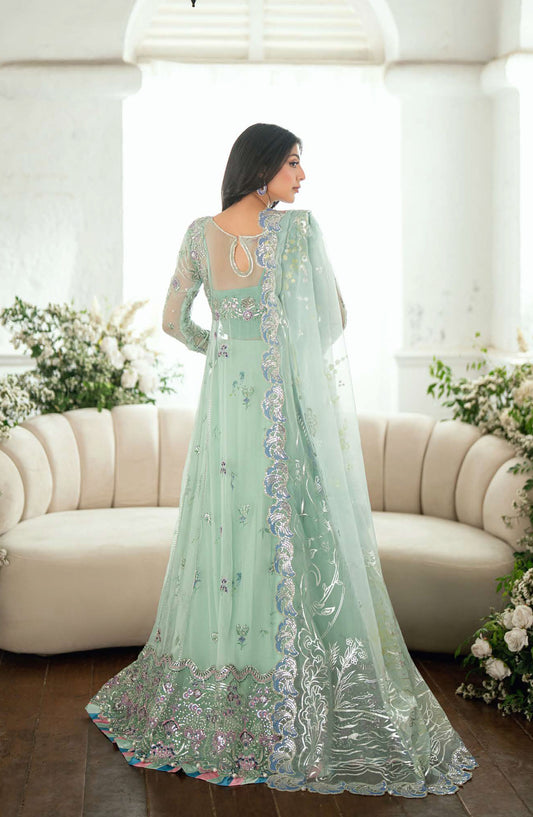 Mushq Shaam Shandar Embroidered Organza Unstitched 3 Piece Suit - Munch250107 Sitaara - MQ25SHM - Blue - Wedding Collection