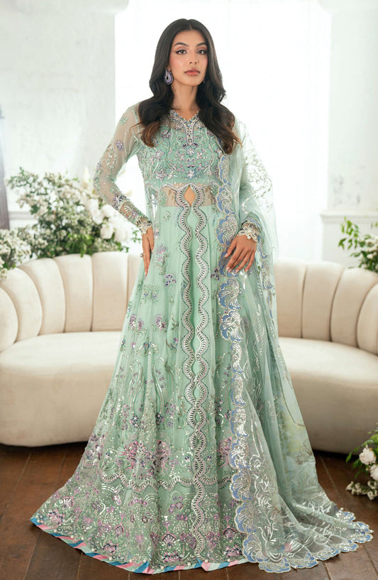 Mushq Shaam Shandar Embroidered Organza Unstitched 3 Piece Suit - Munch250107 Sitaara - MQ25SHM - Blue - Wedding Collection