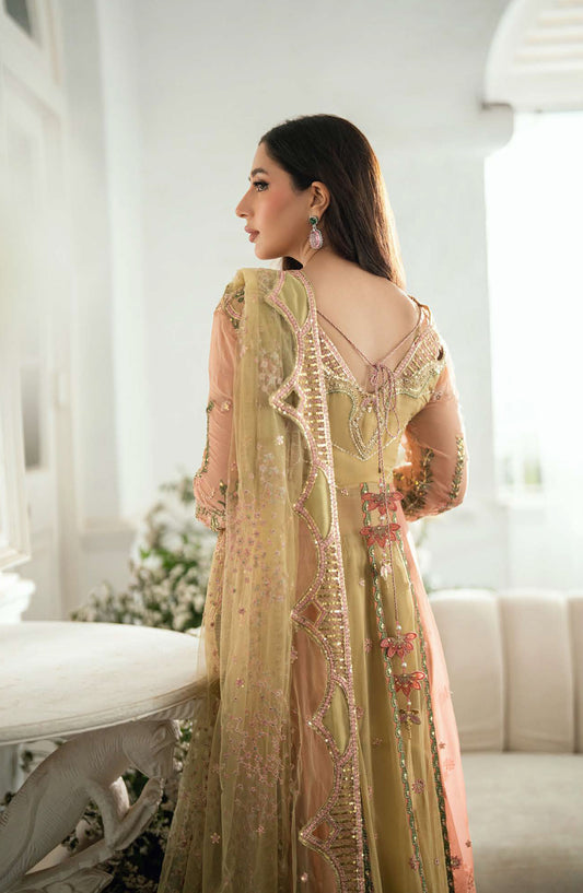 Mushq Shaam Shandar Embroidered Chiffon Unstitched 3 Piece Suit - Munch250103 Sur Shehnai - MQ25SHM - Lemon - Wedding Collection