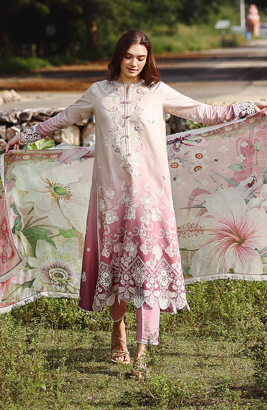 Mushq Solace Ombre Embroidered Lawn Unstitched 3 Piece Suit - Dew Drift - MQ26OMB - Ombre Pink - Summer Collection