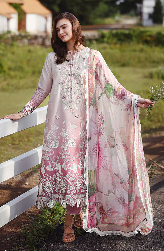 Mushq Solace Ombre Embroidered Lawn Unstitched 3 Piece Suit - Dew Drift - MQ26OMB - Ombre Pink - Summer Collection