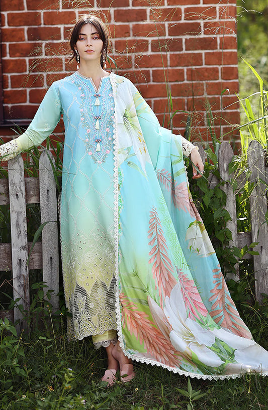 Mushq Solace Ombre Embroidered Lawn Unstitched 3 Piece Suit - Ethereal Pause - MQ26OMB - Blue and Yellow - Summer Collection