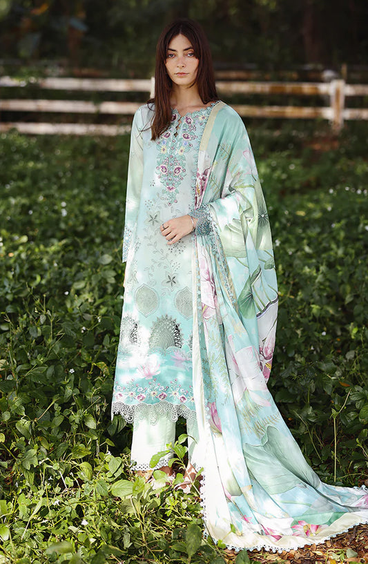 Mushq Solace Ombre Embroidered Lawn Unstitched 3 Piece Suit - Tranquil Muse - MQ26OMB - Jade Green - Summer Collection