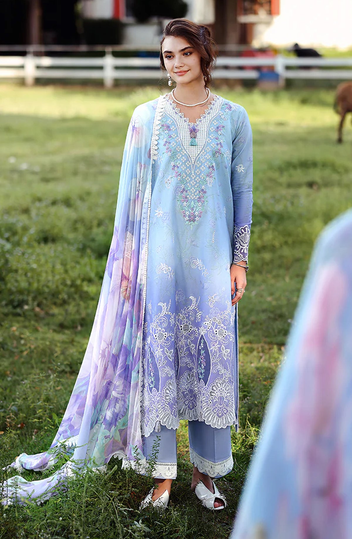 Mushq Solace Ombre Embroidered Lawn Unstitched 3 Piece Suit - Ombre Whisper - MQ26OMB - Lavender - Summer Collection