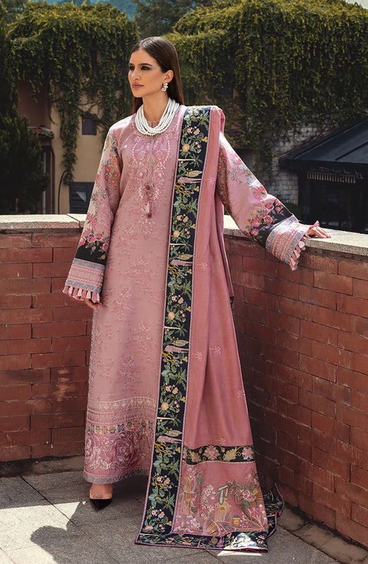 Mushq Broadway Embroidered Jacquard Viscose Unstitched 3 Piece Suit - Cortona Bloom - MQ25BRD - Pink - Winter Collection