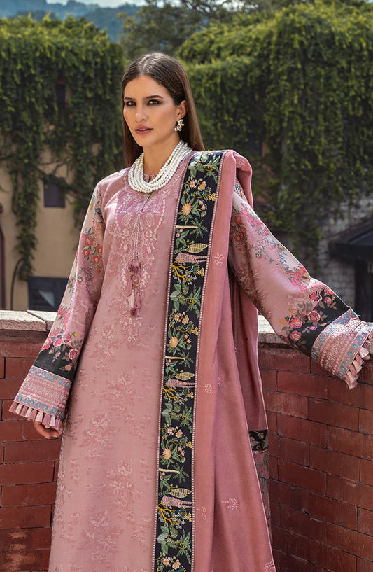 Mushq Broadway Embroidered Jacquard Viscose Unstitched 3 Piece Suit - Cortona Bloom - MQ25BRD - Pink - Winter Collection