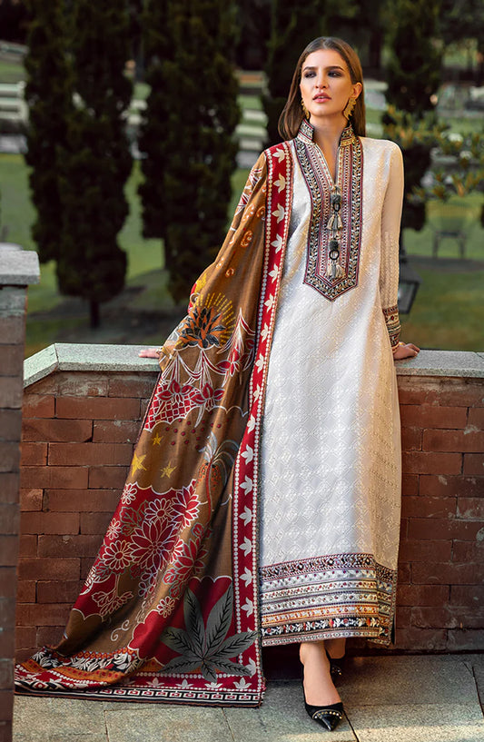 Mushq Broadway Embroidered Karandi Unstitched 3 Piece Suit - Tuscan Dawn - MQ25BRD - Biscuit - Winter Collection
