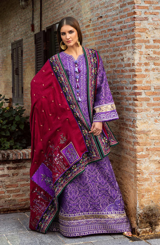 Mushq Broadway Embroidered Jacquard Viscose Unstitched 3 Piece Suit - Bella Terra - MQ25BRD - Purple - Winter Collection