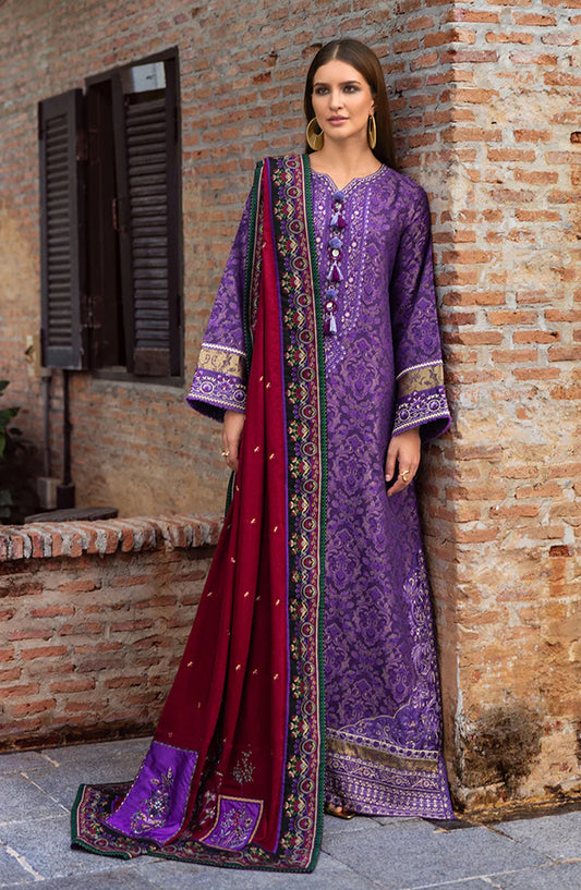 Mushq Broadway Embroidered Jacquard Viscose Unstitched 3 Piece Suit - Bella Terra - MQ25BRD - Purple - Winter Collection