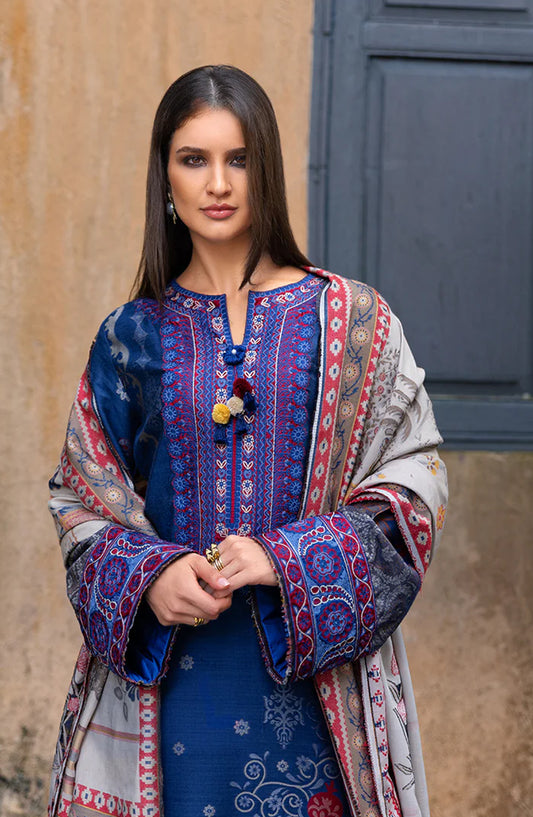 Mushq Broadway Embroidered Jacquard Viscose Unstitched 3 Piece Suit - Sunset Promise - MQ25BRD - Blue - Winter Collection