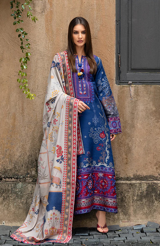 Mushq Broadway Embroidered Jacquard Viscose Unstitched 3 Piece Suit - Sunset Promise - MQ25BRD - Blue - Winter Collection