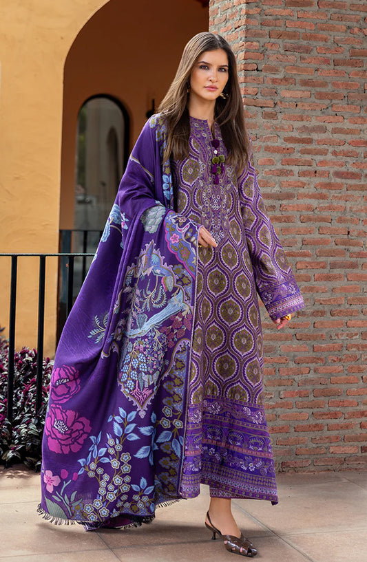 Mushq Broadway Embroidered Karandi Unstitched 3 Piece Suit - Luce Toscana - MQ25BRD - Olive Gold - Winter Collection