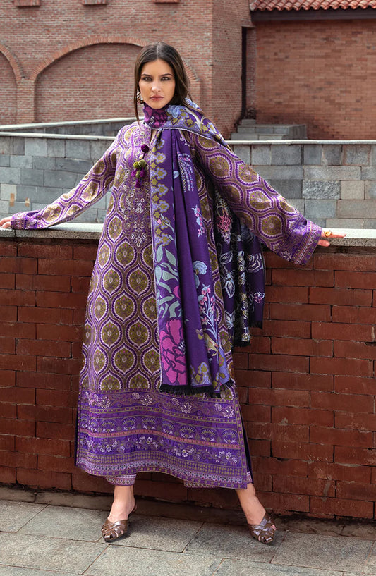 Mushq Broadway Embroidered Karandi Unstitched 3 Piece Suit - Luce Toscana - MQ25BRD - Olive Gold - Winter Collection