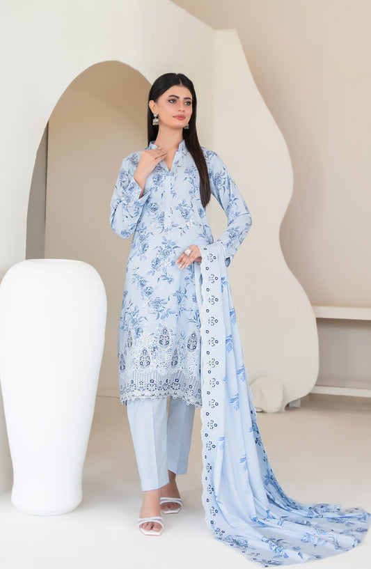 Muskaan by Tawakkal Fabric Embroidered Staple Digital Print Unstitched 3 Piece Suit - D-4424 - TF25MUS - Blue - Casual Collection