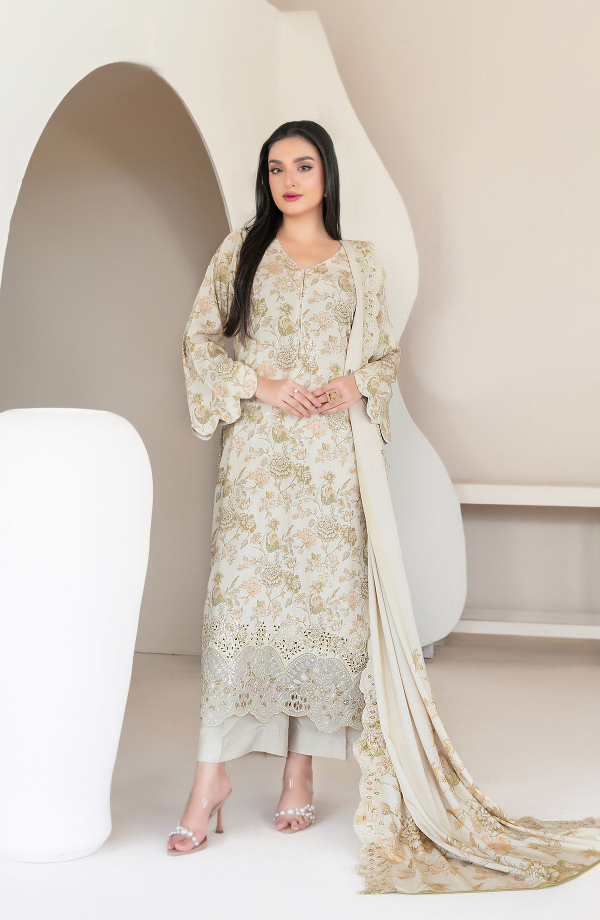 Muskaan by Tawakkal Fabric Embroidered Staple Digital Print Unstitched 3 Piece Suit - D-4421 - TF25MUS - Mehndi - Casual Collection