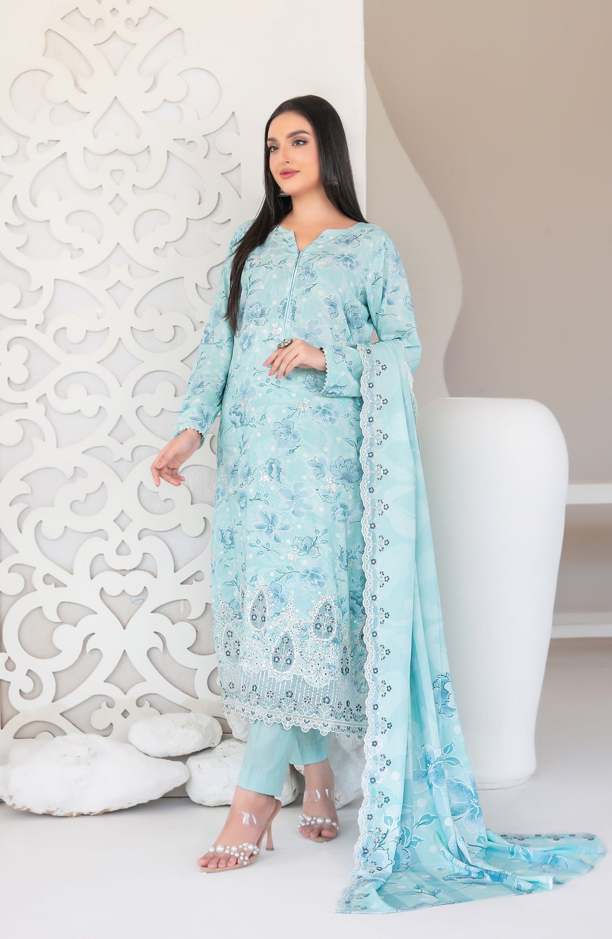 Muskaan by Tawakkal Fabric Embroidered Staple Digital Print Unstitched 3 Piece Suit - D-4420 - TF25MUS - Sky Blue - Casual Collection