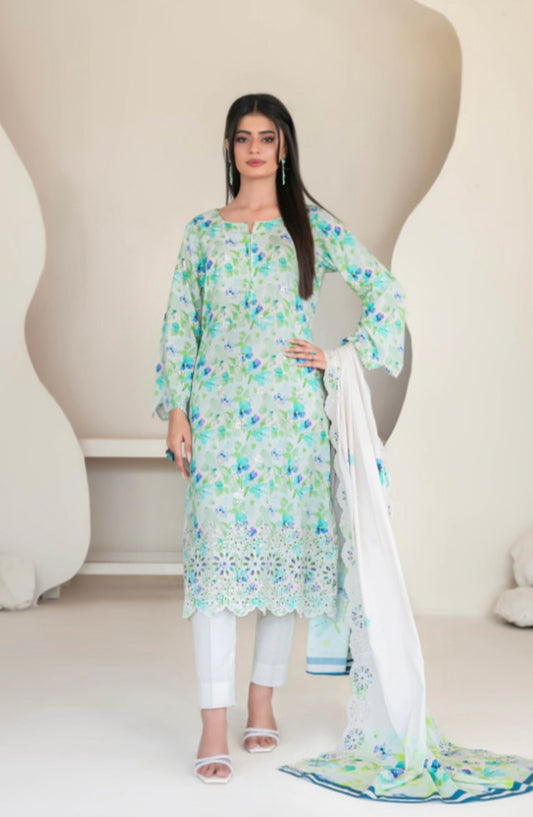 Muskaan by Tawakkal Fabric Embroidered Staple Digital Print Unstitched 3 Piece Suit - D-4423 - TF25MUS - Light Blue - Casual Collection