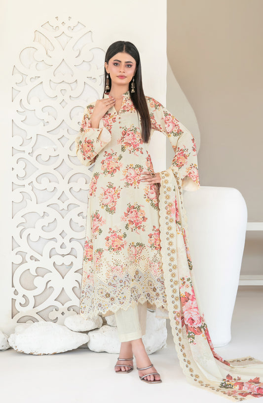 Muskaan by Tawakkal Fabric Embroidered Staple Digital Print Unstitched 3 Piece Suit - D-4417 - TF25MUS - Light Lemon - Casual Collection