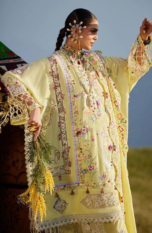 Kashmee by Elan Embroidered Lawn Unstitched 3 Piece Suit - 5A - EL26KSM - Yellow - Summer Collection