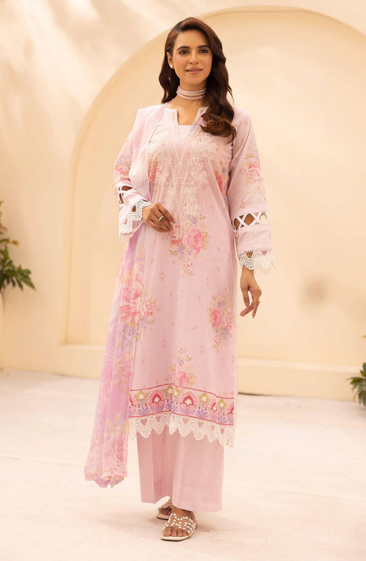 NUR Prints by Al Karim Embroidered Lawn Unstitched 3 Piece Suit - N-139 - AK26NRP - Pink - Summer Collection