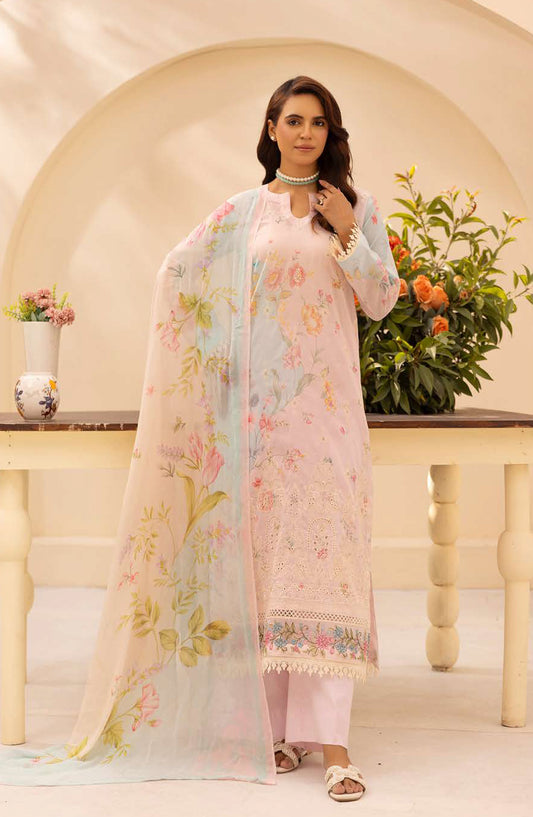 NUR Prints by Al Karim Embroidered Lawn Unstitched 3 Piece Suit - N-137 - AK26NRP - Pink - Summer Collection
