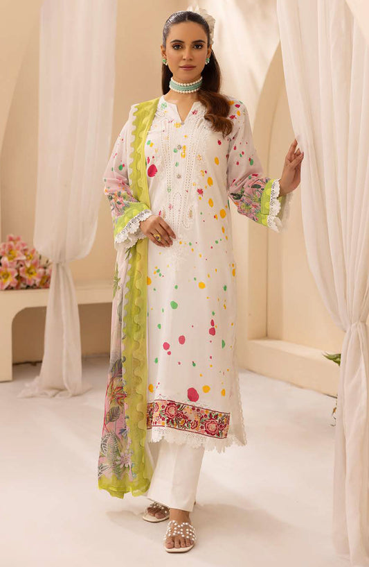NUR Prints by Al Karim Embroidered Lawn Unstitched 3 Piece Suit - N-131 - AK26NRP - White - Summer Collection