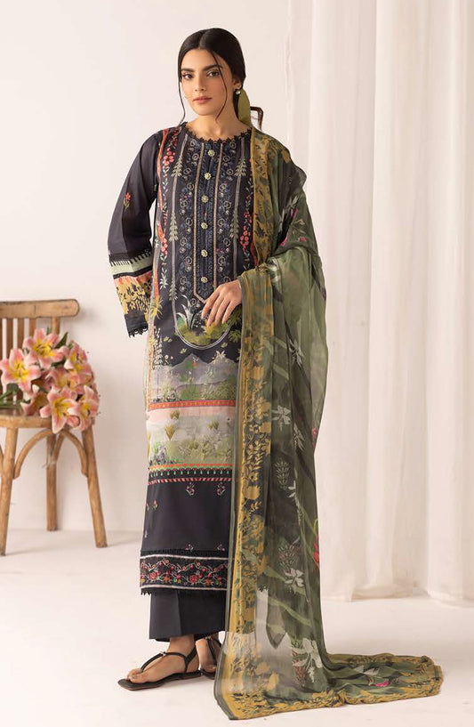 NUR Prints by Al Karim Embroidered Lawn Unstitched 3 Piece Suit - N-130 - AK26NRP - Black - Summer Collection