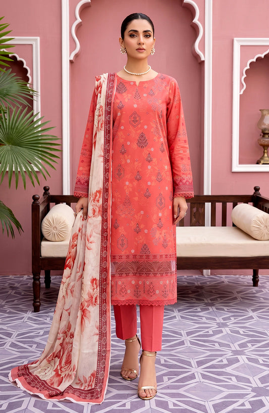 Naghma by Riaz Arts Embroidered Lawn Unstitched 3 Piece Suit - D-06 - RA26NGH - Orange - Summer Collection