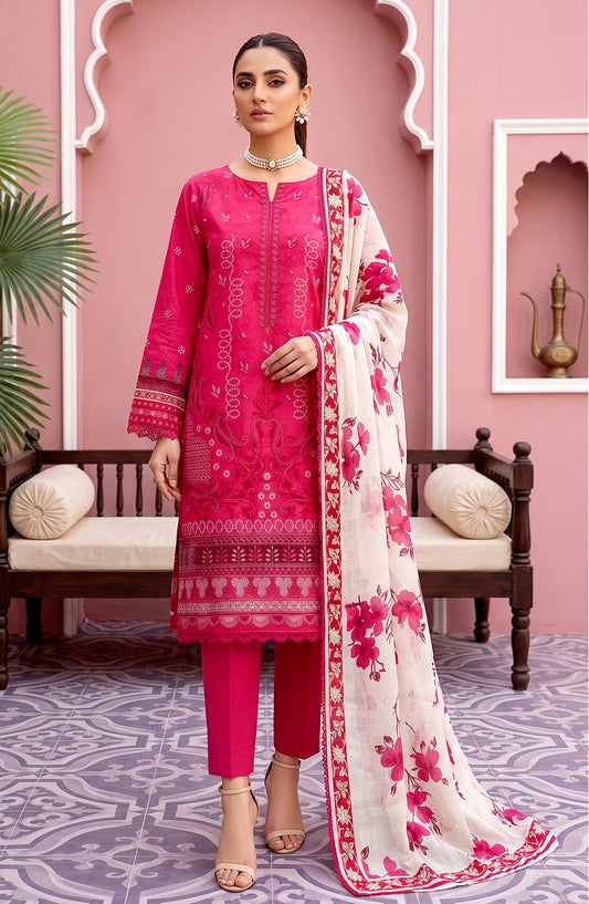 Naghma by Riaz Arts Embroidered Lawn Unstitched 3 Piece Suit - D-05 - RA26NGH - Pink - Summer Collection