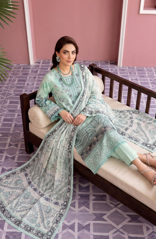 Naghma by Riaz Arts Embroidered Lawn Unstitched 3 Piece Suit - D-02 - RA26NGH - Green - Summer Collection