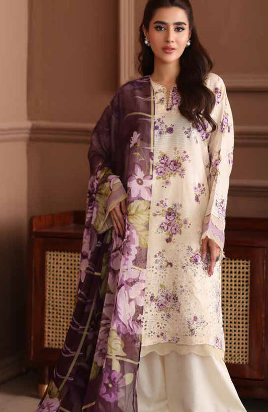 Naira by Johra Embroidered Chikankari Lawn Unstitched 3 Piece Suit - JH-1040 - JH25NRI - Cream - Summer Collection