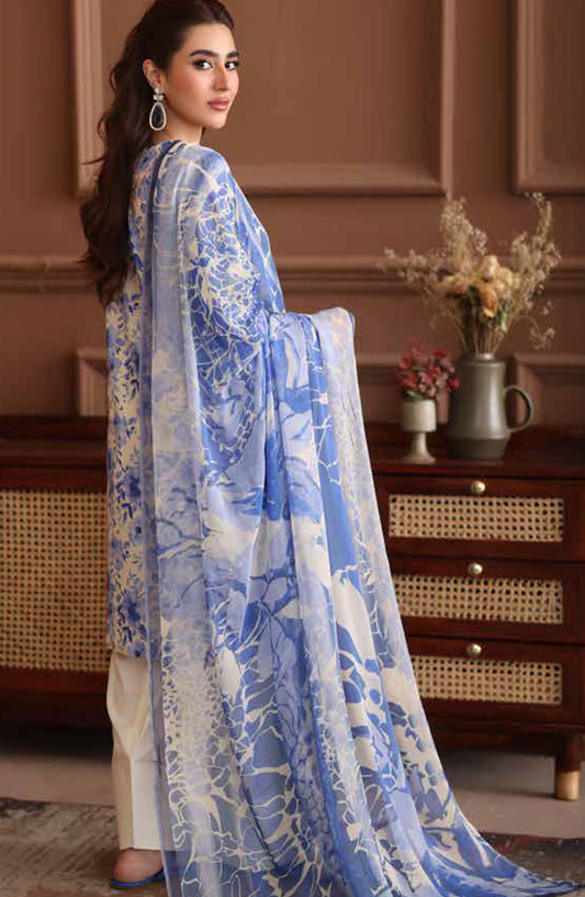Naira by Johra Embroidered Chikankari Lawn Unstitched 3 Piece Suit - JH-1039 - JH25NRI - Blue - Summer Collection