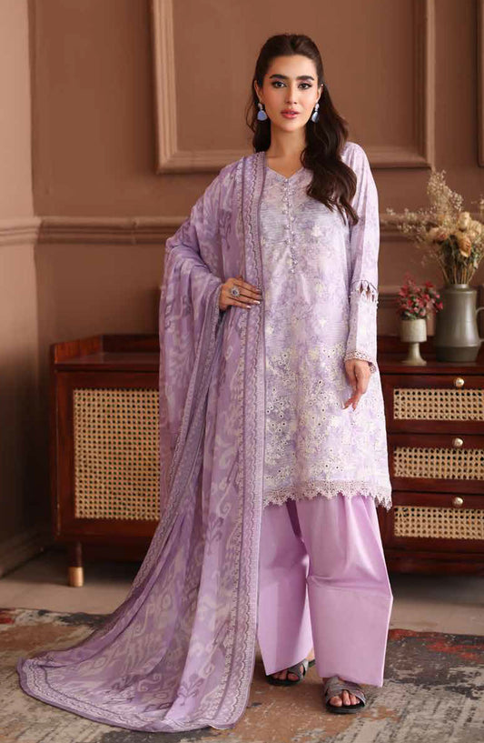 Naira by Johra Embroidered Chikankari Lawn Unstitched 3 Piece Suit - JH-1038 - JH25NRI - Purple - Summer Collection