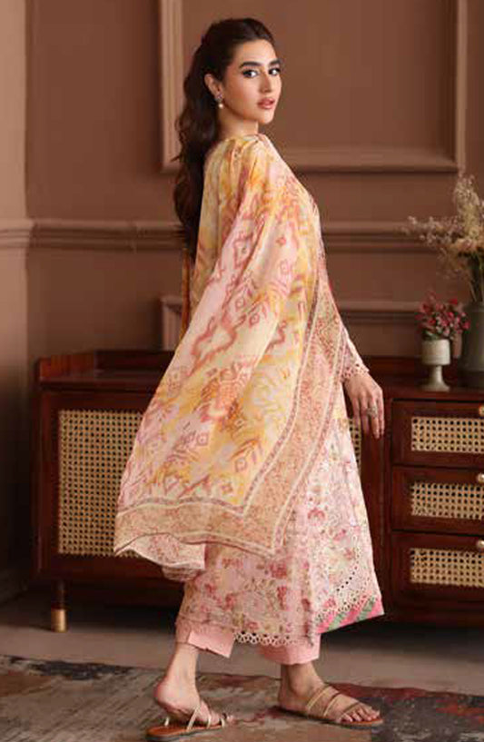 Naira by Johra Embroidered Chikankari Lawn Unstitched 3 Piece Suit - JH-1037 - JH25NRI - Pink - Summer Collection