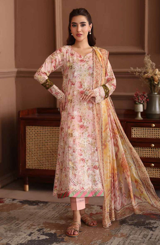 Naira by Johra Embroidered Chikankari Lawn Unstitched 3 Piece Suit - JH-1037 - JH25NRI - Pink - Summer Collection