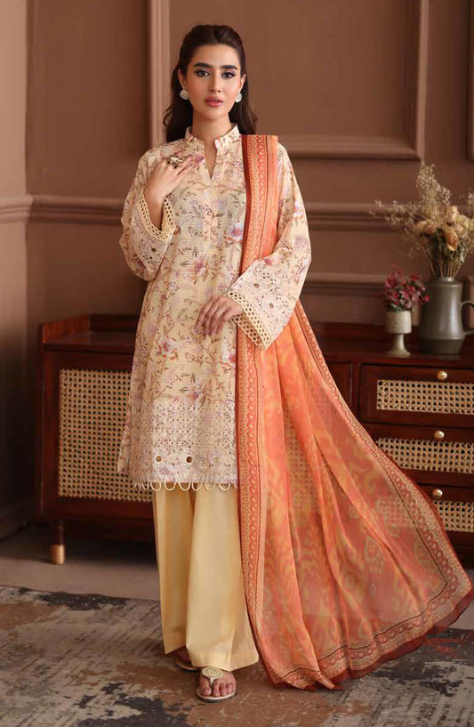 Naira by Johra Embroidered Chikankari Lawn Unstitched 3 Piece Suit - JH-1036 - JH25NRI - Yellow - Summer Collection