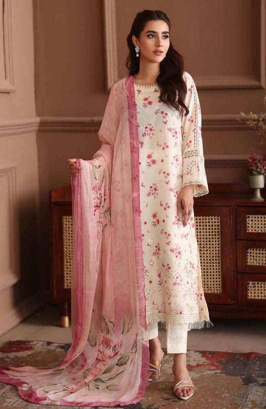 Naira by Johra Embroidered Chikankari Lawn Unstitched 3 Piece Suit - JH-1035 - JH25NRI - Cream - Summer Collection