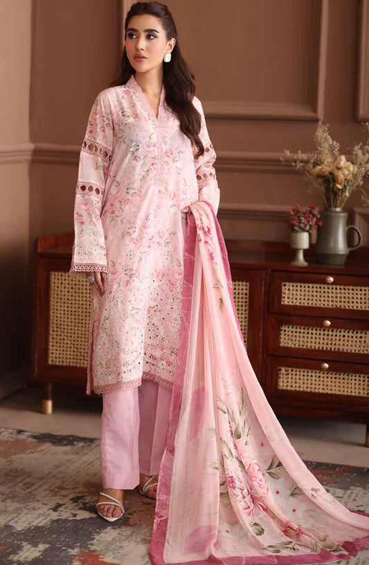 Naira by Johra Embroidered Chikankari Lawn Unstitched 3 Piece Suit - JH-1033 - JH25NRI - Pink - Summer Collection