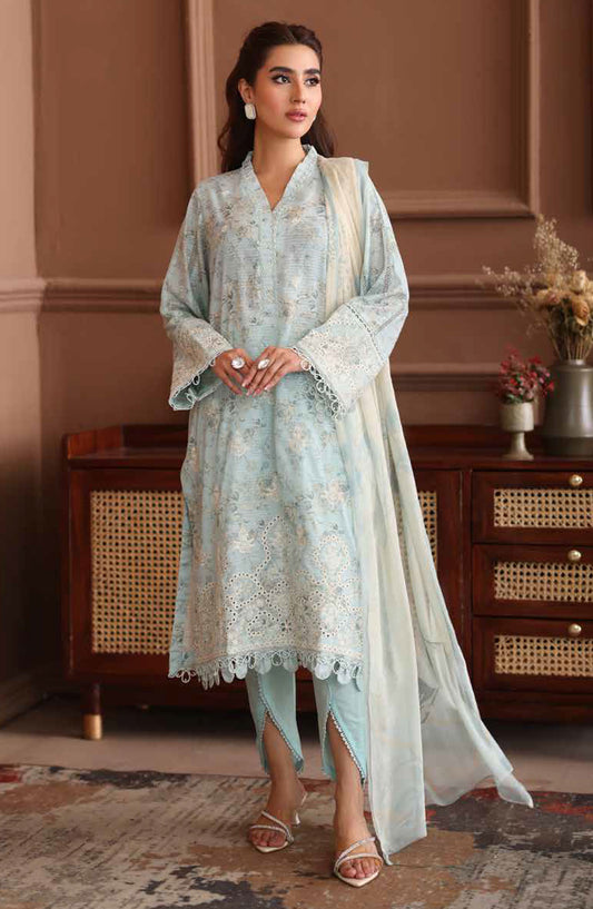 Naira by Johra Embroidered Chikankari Lawn Unstitched 3 Piece Suit - JH-1032 - JH25NRI - Blue - Summer Collection