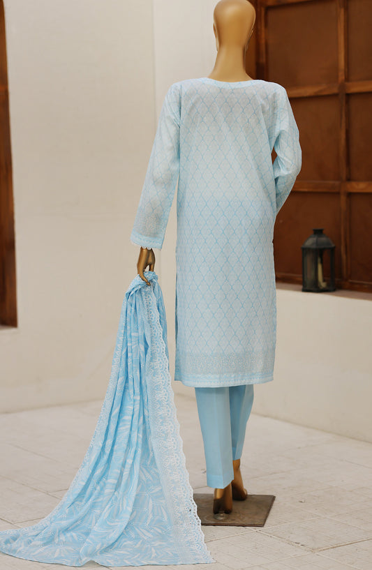 Nakshkari by HZ Textile Embroidered Lawn Unstitched 3 Piece Suit - D-07 - HZ26NAK - Blue - Summer Collection