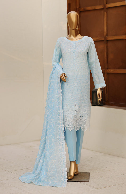 Nakshkari by HZ Textile Embroidered Lawn Unstitched 3 Piece Suit - D-07 - HZ26NAK - Blue - Summer Collection